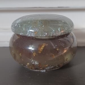 Resin Trinket Box with Gold Accents